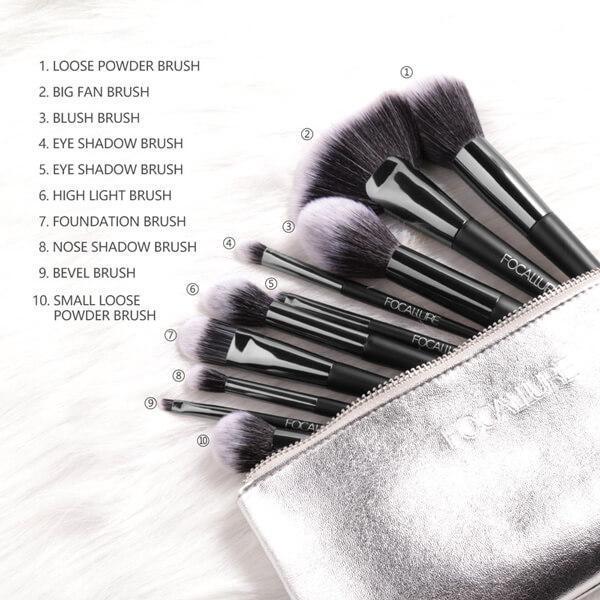 10 Pcs Brushes | Focallure Makeup Brushes | Klex Beauty